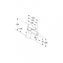 Baterie lavoar Kludi, Pure & Easy, h=7 cm, ventil metalic